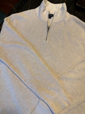 J. Crew Men’s Cream Waffle-Knit Quarter Zip Sweater
